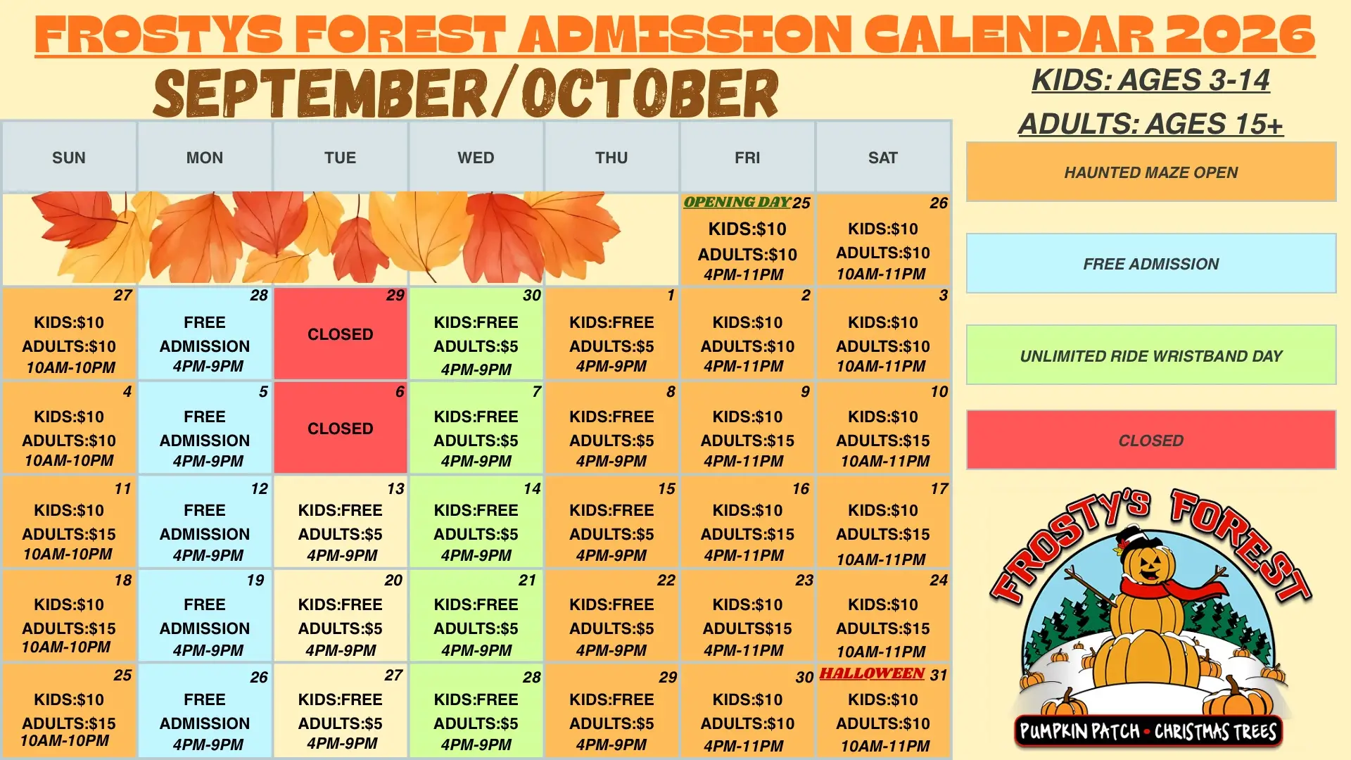 Frosty's Forest 2026 calendar